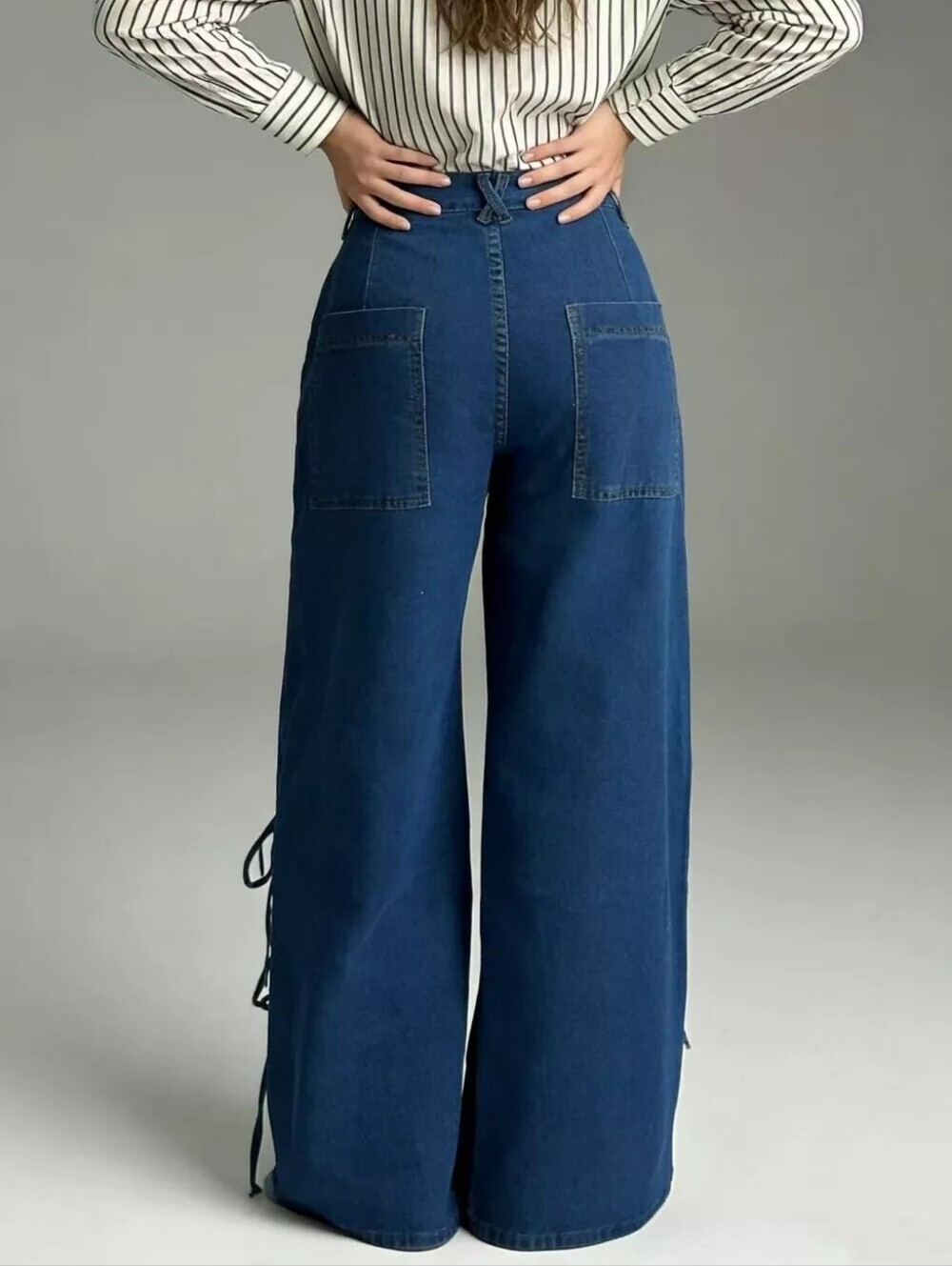 Lace-Up Wide Leg Jeans - Picture 8 of 8